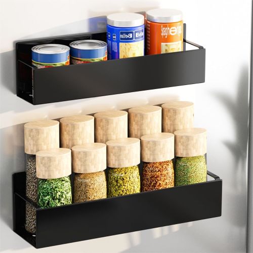 4 Pack Magnetic Spice Storage Rack Organizer for Refrigerator and Oven, Fridge Organizers and Storage