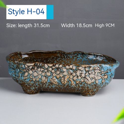 Succulent Flower Pot Shallow Mouth Oval Rectangular Large Diameter Platter Porcelain Simple Retro Stoneware Succulent Flower Pot Shallow Mouth Oval Rectangular Large Diameter Platter Porcelain Simple Retro Stoneware