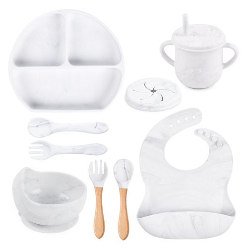 Silicone Solid Color Babies' Tableware Set