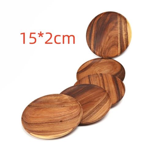 A Variety Of Acacia Solid Wood Round Dishes Unpainted Wooden Dishes
